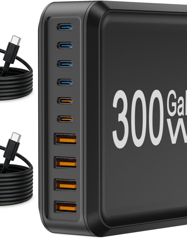 300W GaN Charging Station 10 Port USB C Charger Block Type C Charging Hub