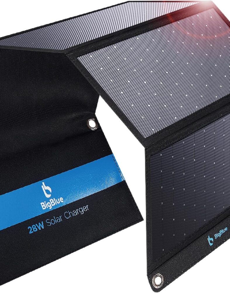 BigBlue 28W High-Efficiency Solar Panel Charger with Dual USB-C and USB-A